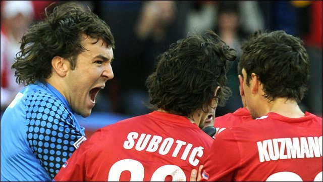 Serbia celebrate against Germany