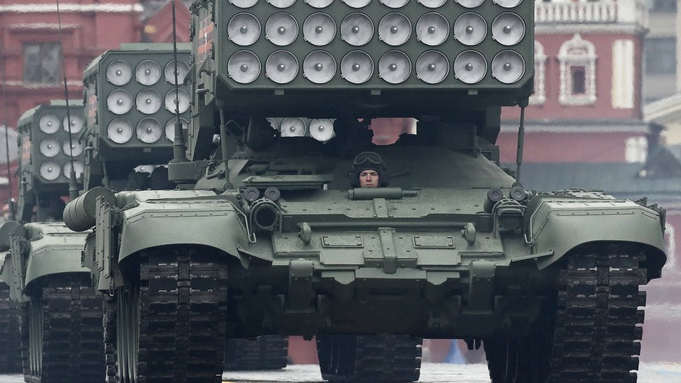A military vehicle on parade