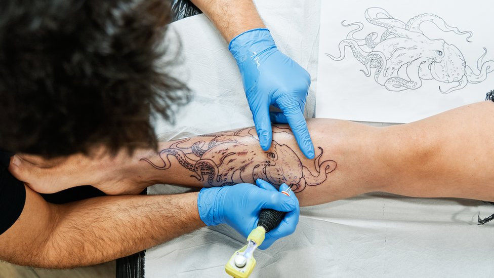 Tattoo on the shin