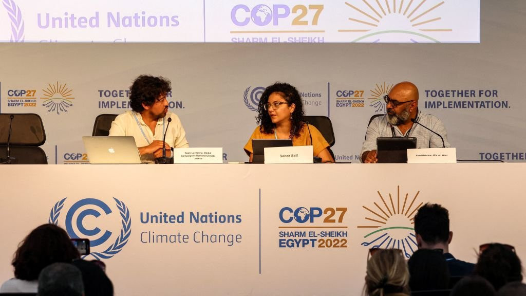 Sana Seif speaking in Sharm El-Sheikh