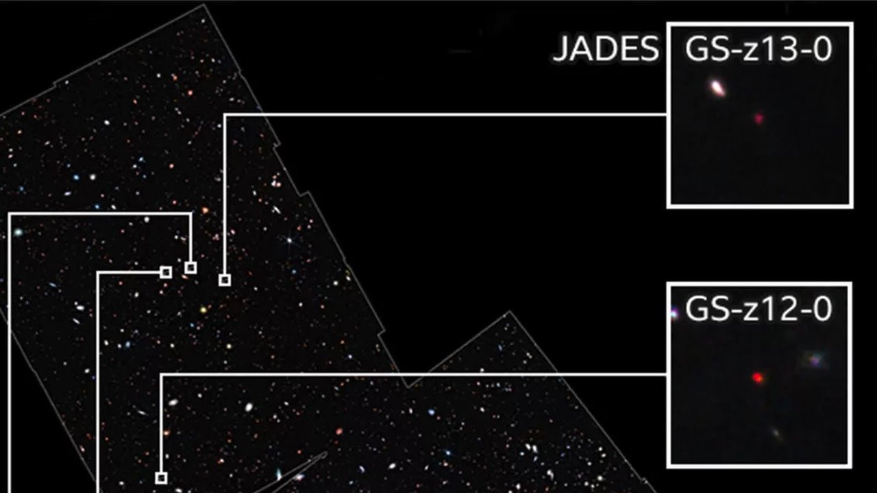 Collage showing distant galaxies captured by the James Webb telescope