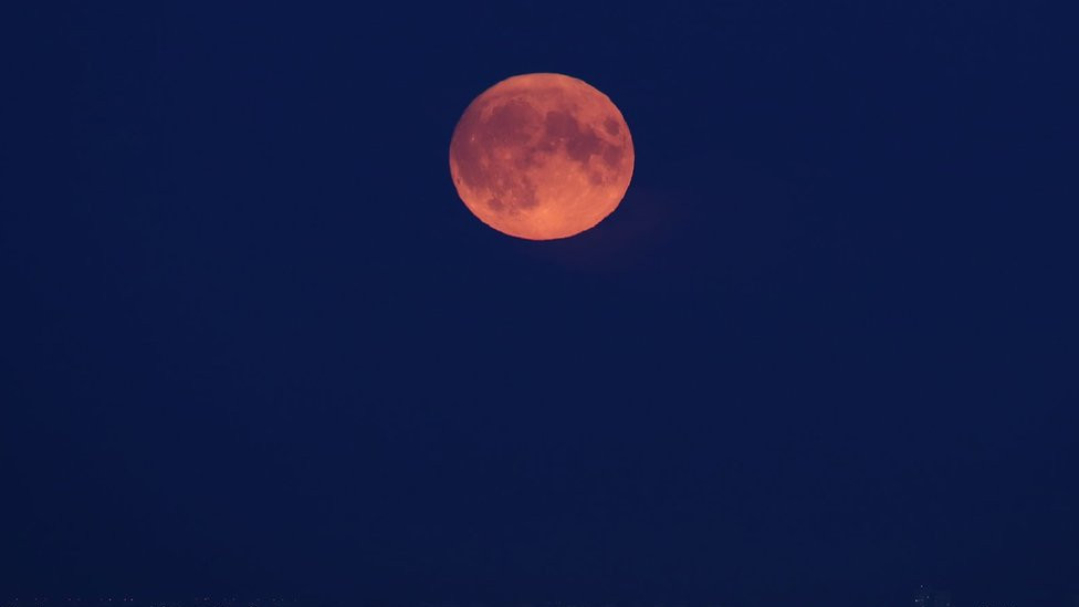 The blue supermoon is seen over Moscow, Russia. Photo: 30 August 2023