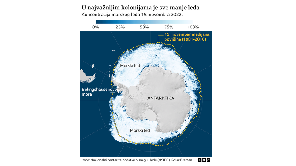 Mapa morskog leda na Antarktiku