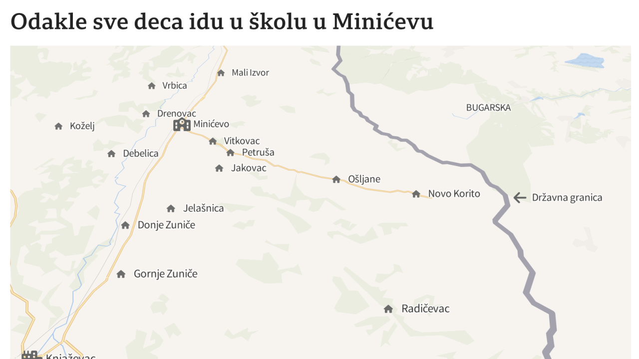 Mapa sela na istoku Srbije