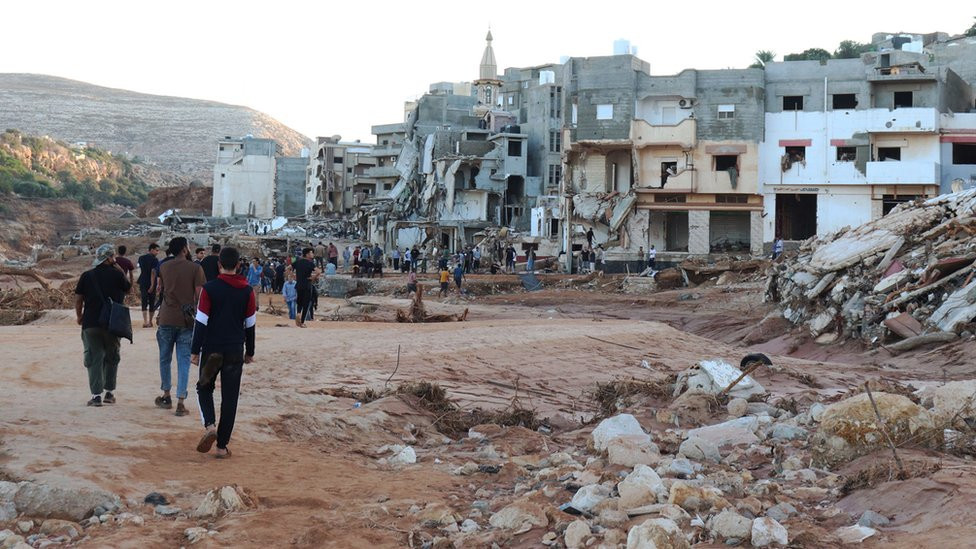 A view of devastation in disaster zones after the floods caused by the Storm Daniel ravaged the region in Derna, Libya on September 12, 2023.