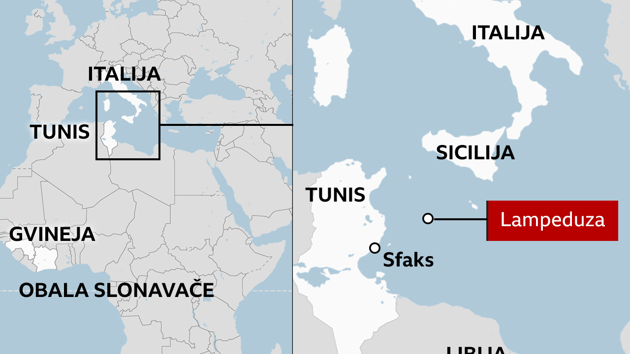 migranti, mapa, Tunis, Lampeduza