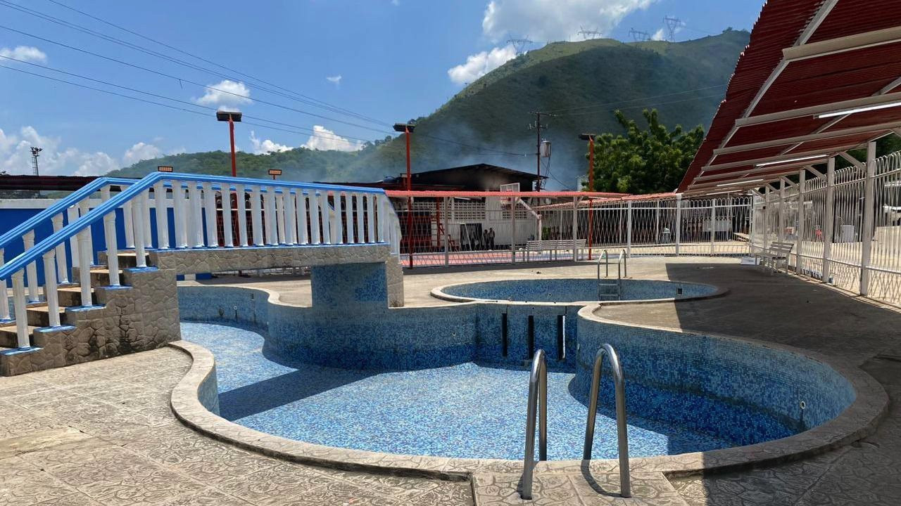 A swimming pool inside the prison