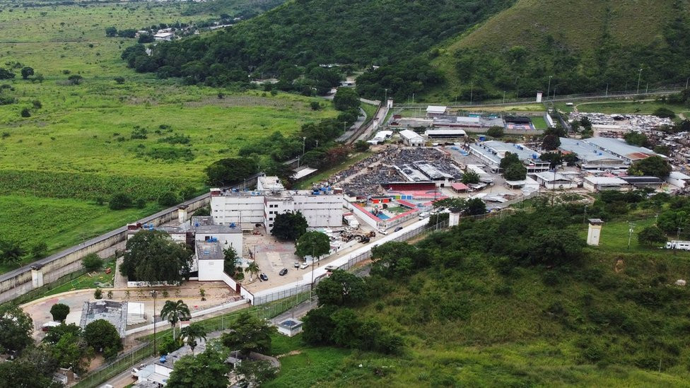 An aerial shot of the prison