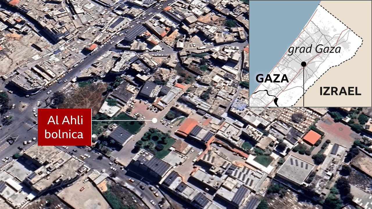Mapa Gaze s bolnicom u centru