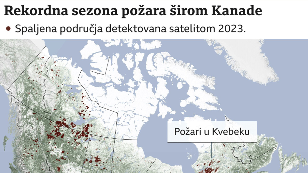 Lokacije izgorelog zelenila prikazane na mapi