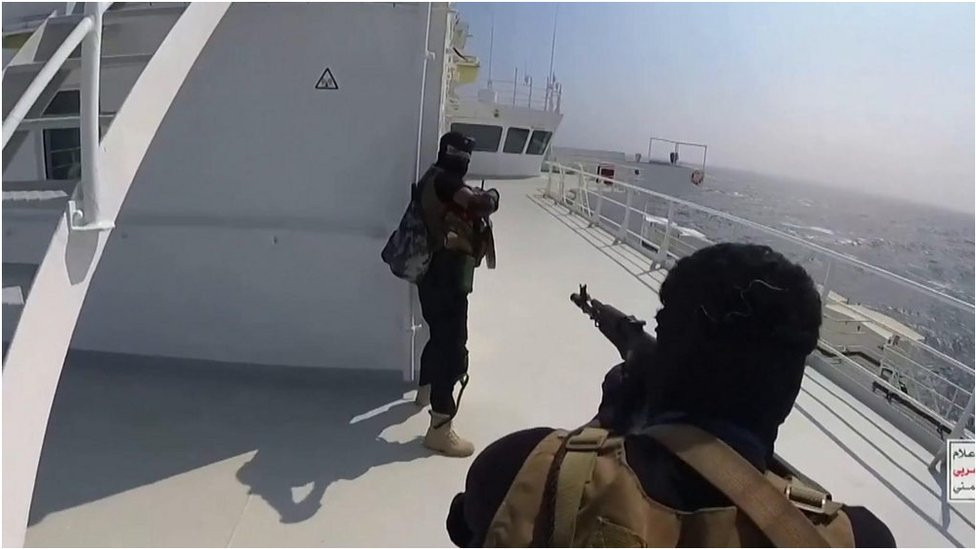 Armed men on board ship