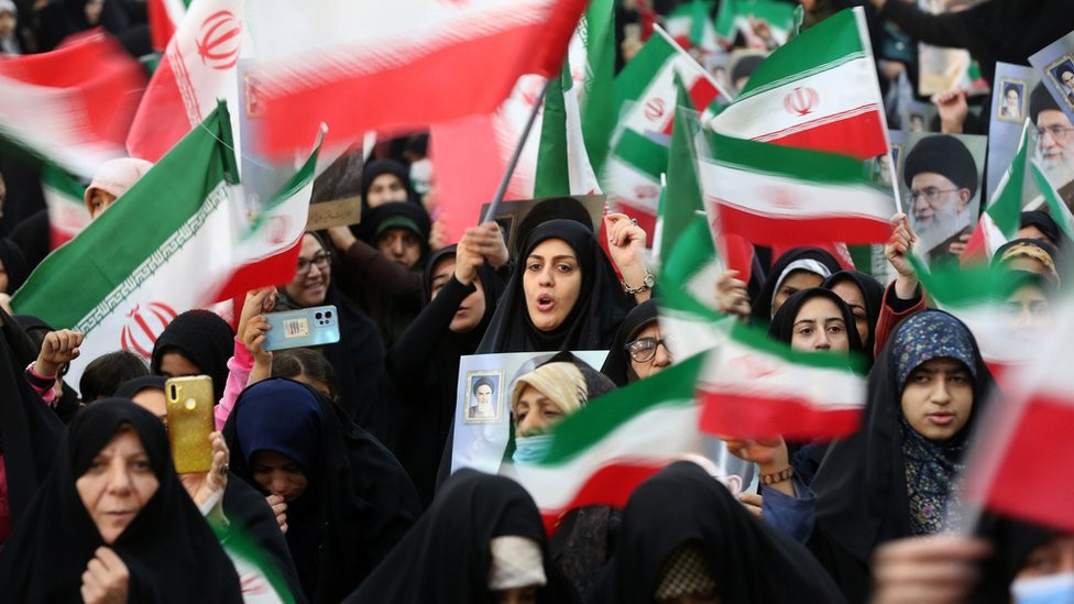 Iranian people gather to mark the 45th anniversary of the 1979 Islamic Revolution at the Mausoleum of Ruhollah Khomeini in Tehran, Iran on February 01, 2024