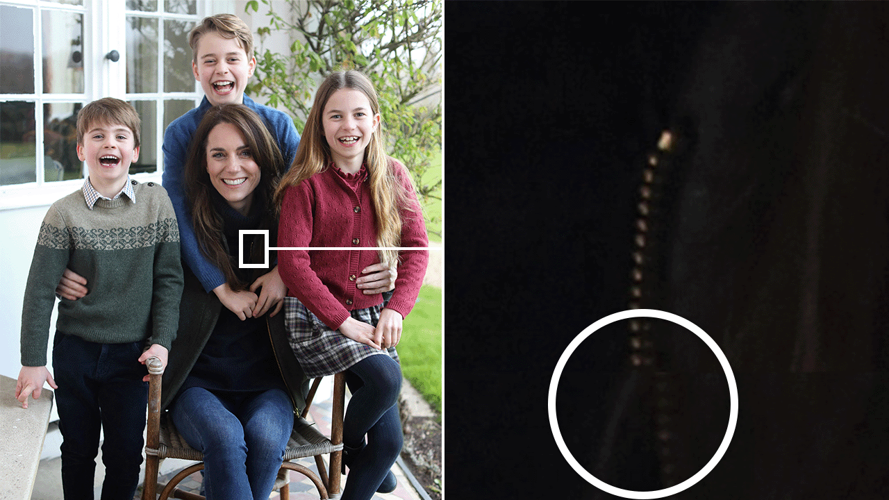 Photo of Catherine and her children with her zip highlighted