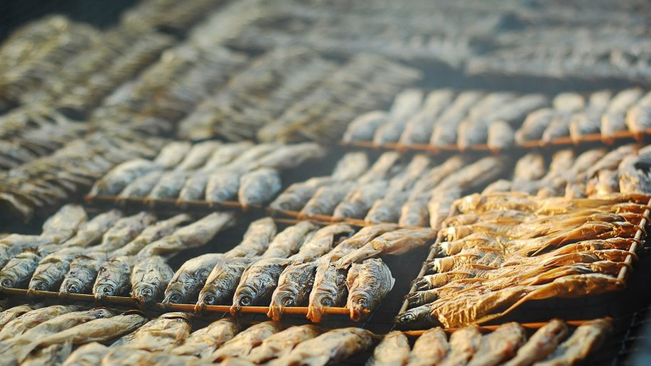 Traditional Thai smoked dried fish, to preserve food.