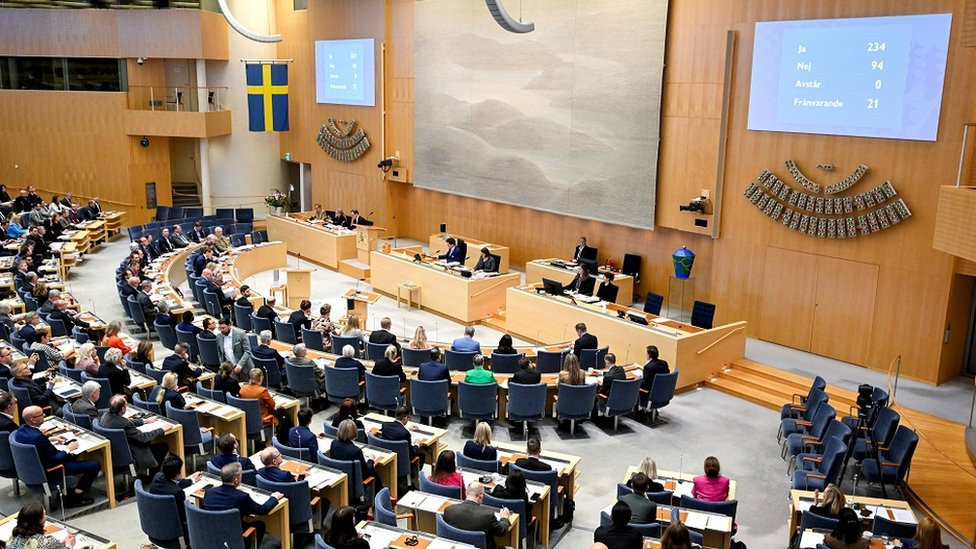 Dom unutar švedskog parlamenta posle glasanja