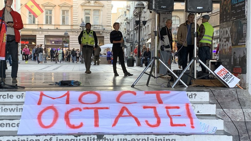 Pred početak skupa za spas Starog savskog mosta u Beogradu