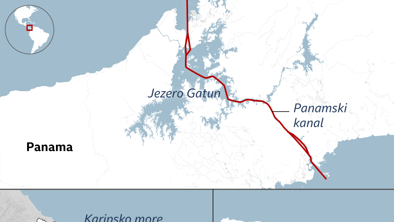 Mapa Panamskog kanala