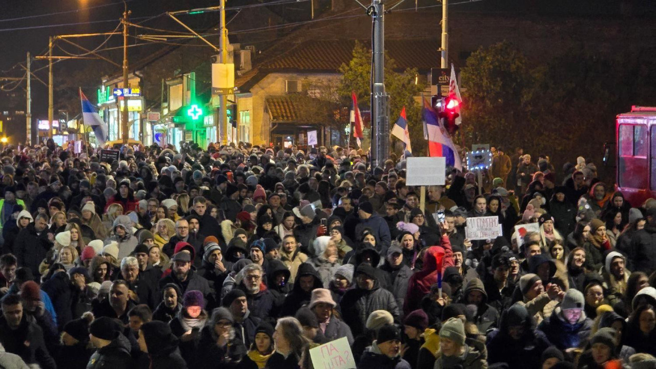 Večernji protest u Beogradu 20. februara