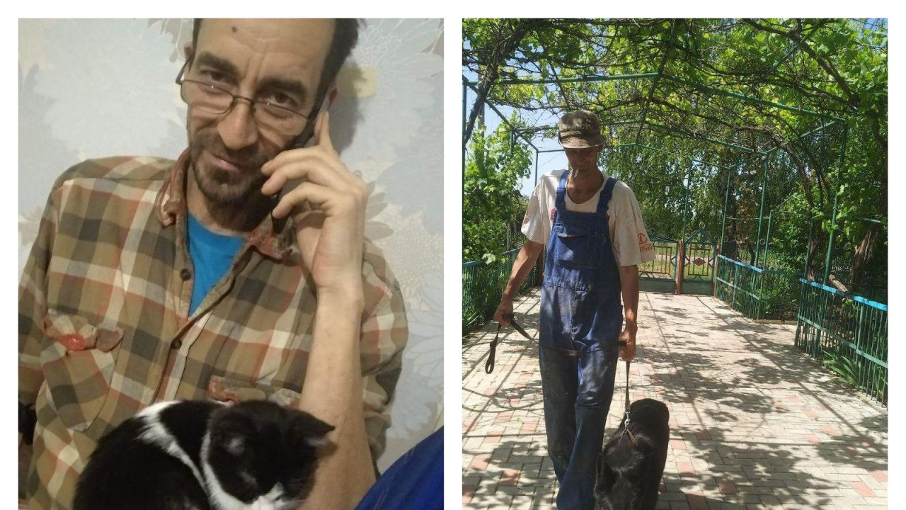 Sergej i njegovi ljubimci u njegovoj kući u Novoljubimivki 