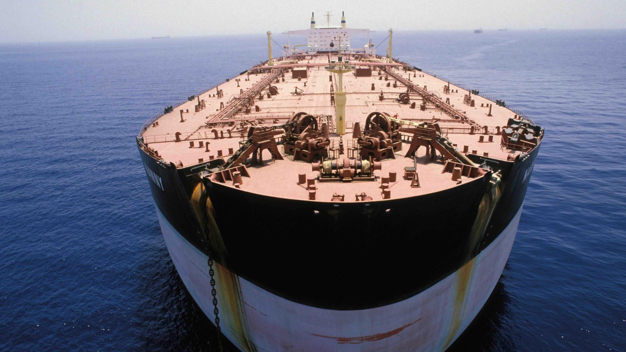 A tanker on the edge of the Strait of Hormuz