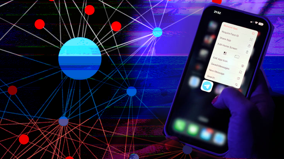 Mobilni telefon na kojem je uključena aplikacija za komunikaciju Telegram