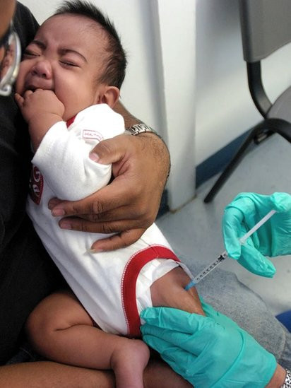 Child being given an injection
