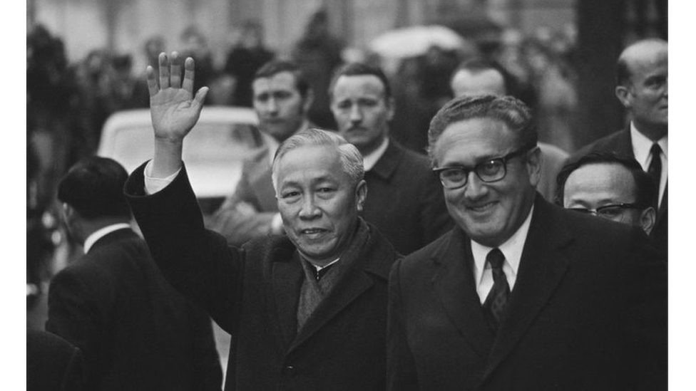 Henry Kissinger (right) and Le Duc Tho during the negotiations for a cease-fire in Vietnam in 1973
