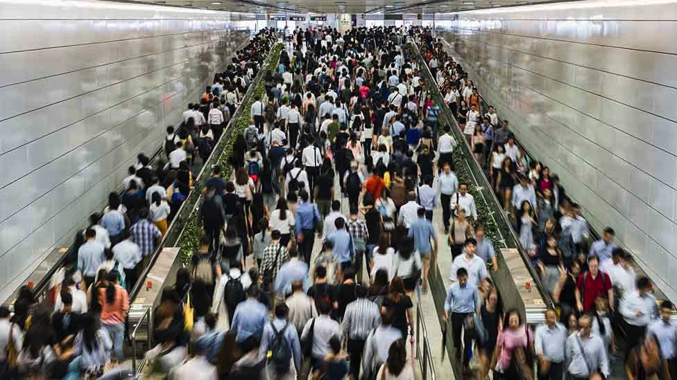 A concourse at a crowded station